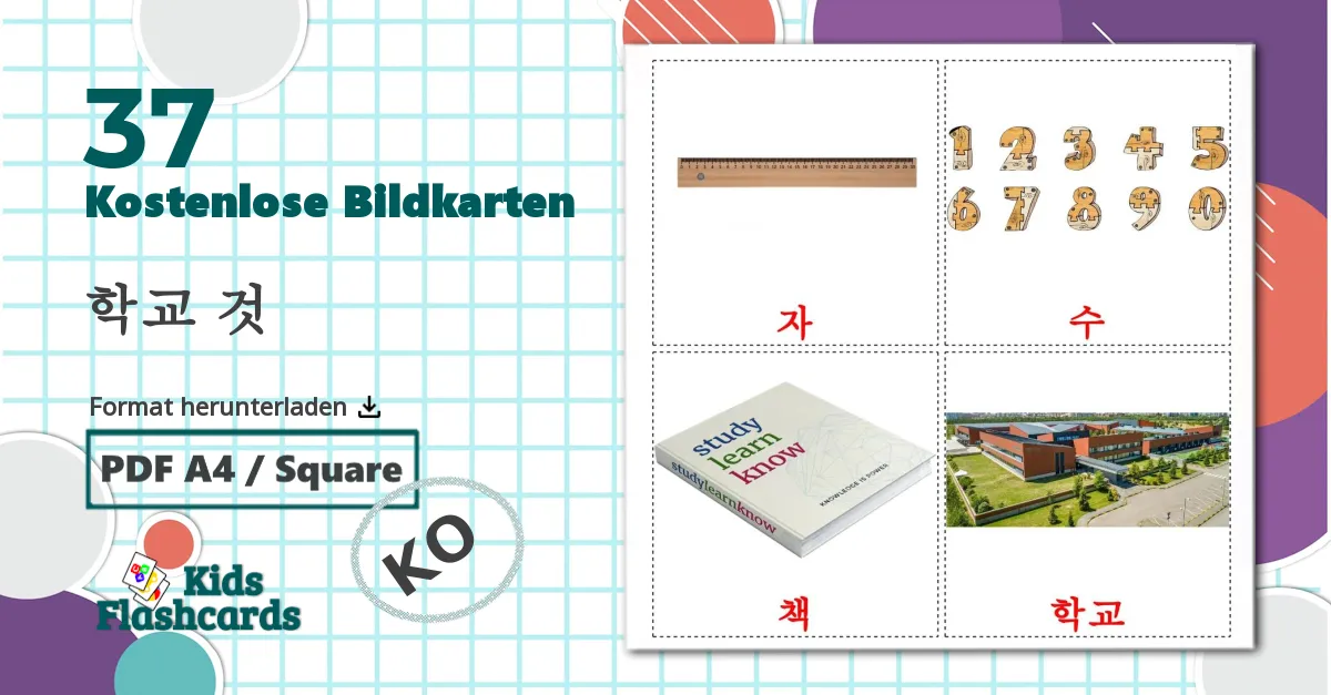 37 Bildkarten für 학교 것