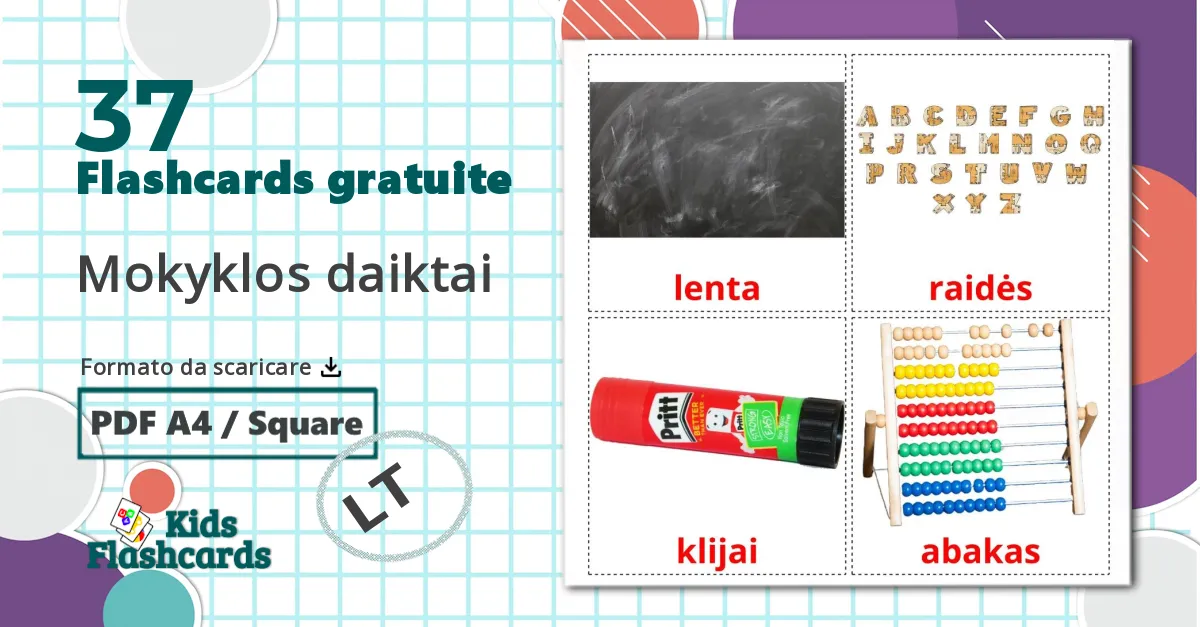 37 flashcards di Oggetti scolastici