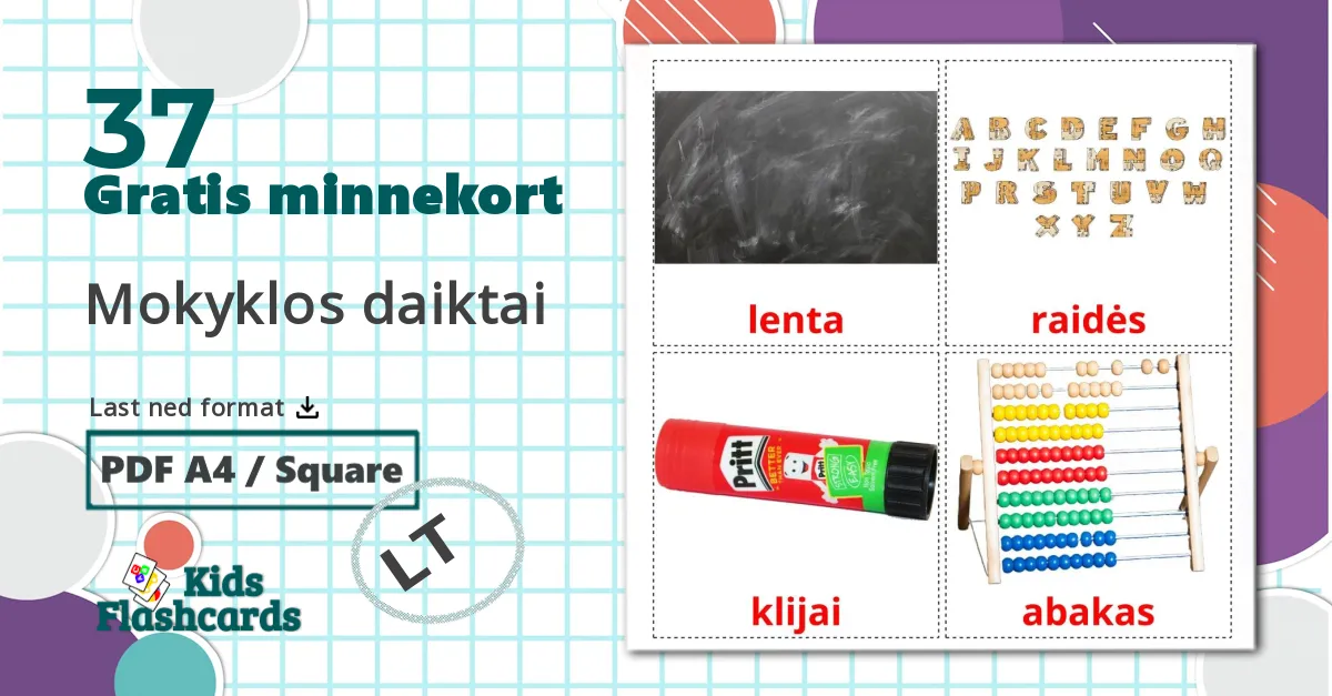 37 Klasseromsobjekter bildekort