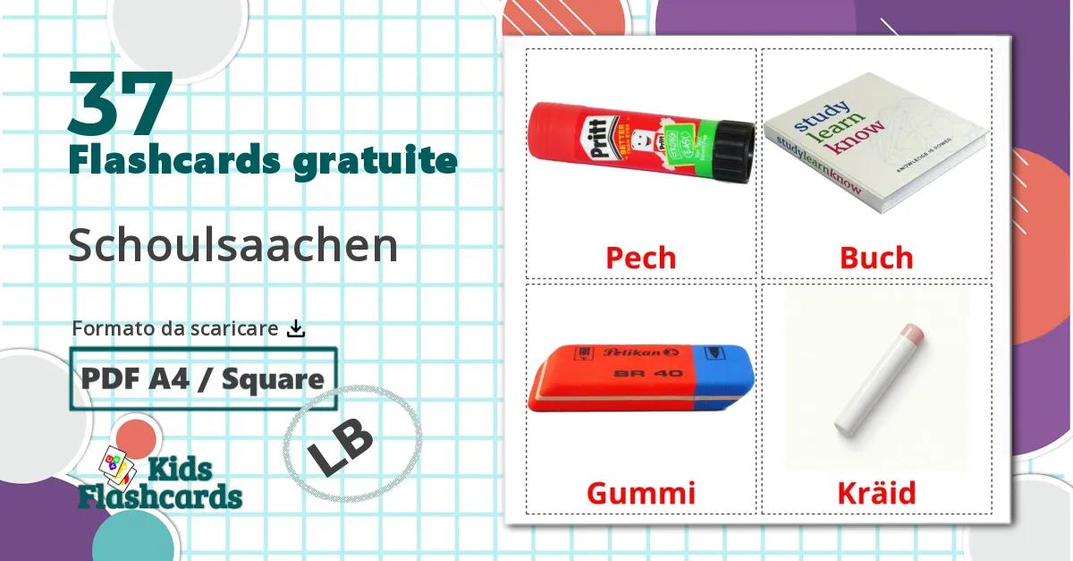37 flashcards di Oggetti scolastici
