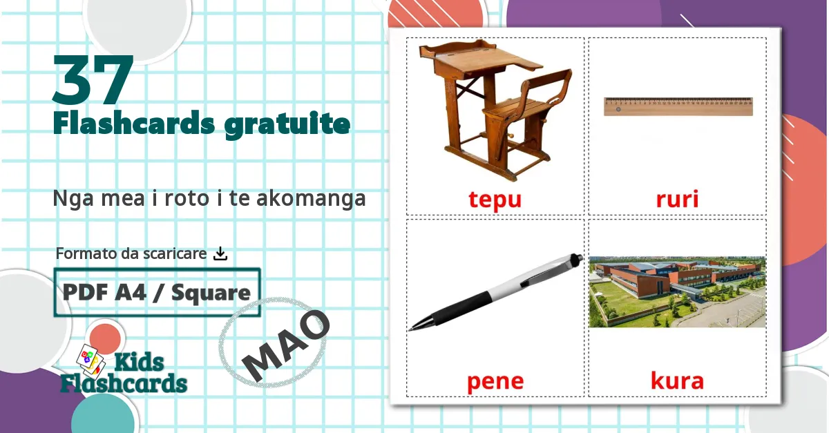 37 flashcards di Nga mea i roto i te akomanga