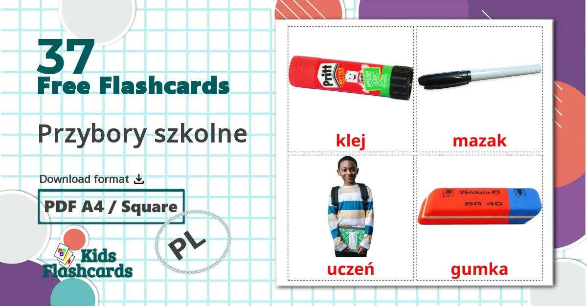 37 Przybory szkolne flashcards