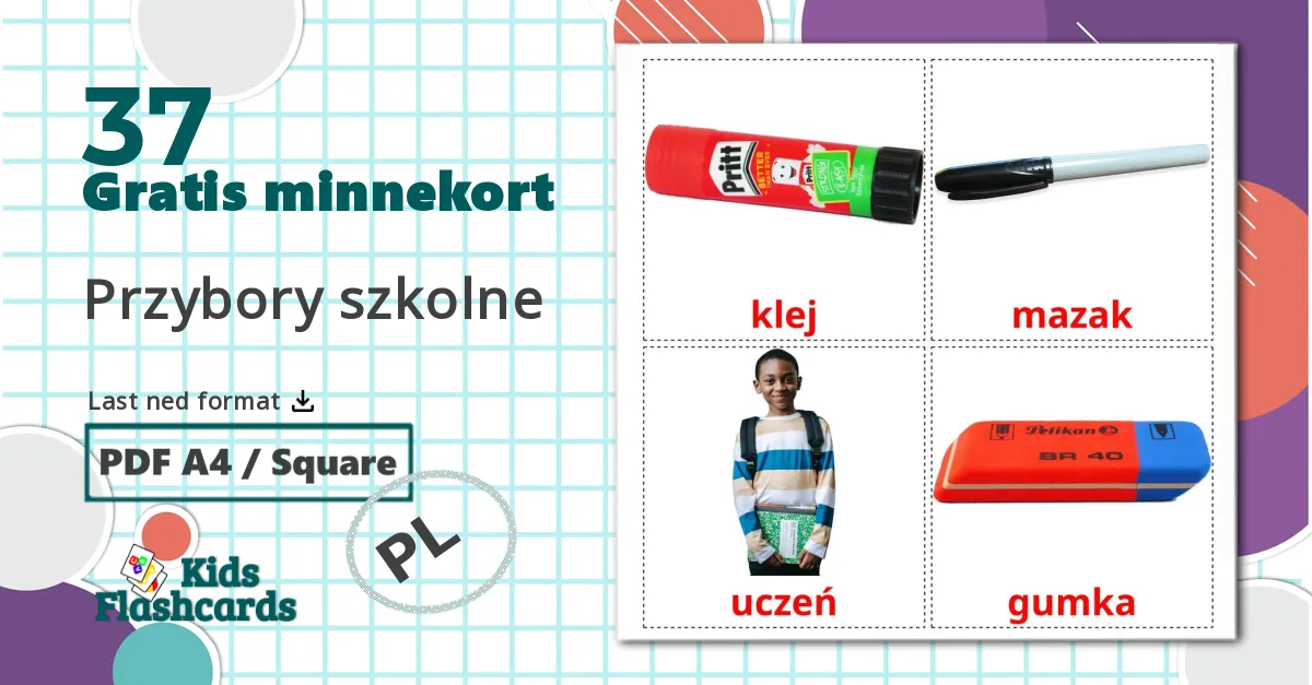 37 Przybory szkolne bildekort