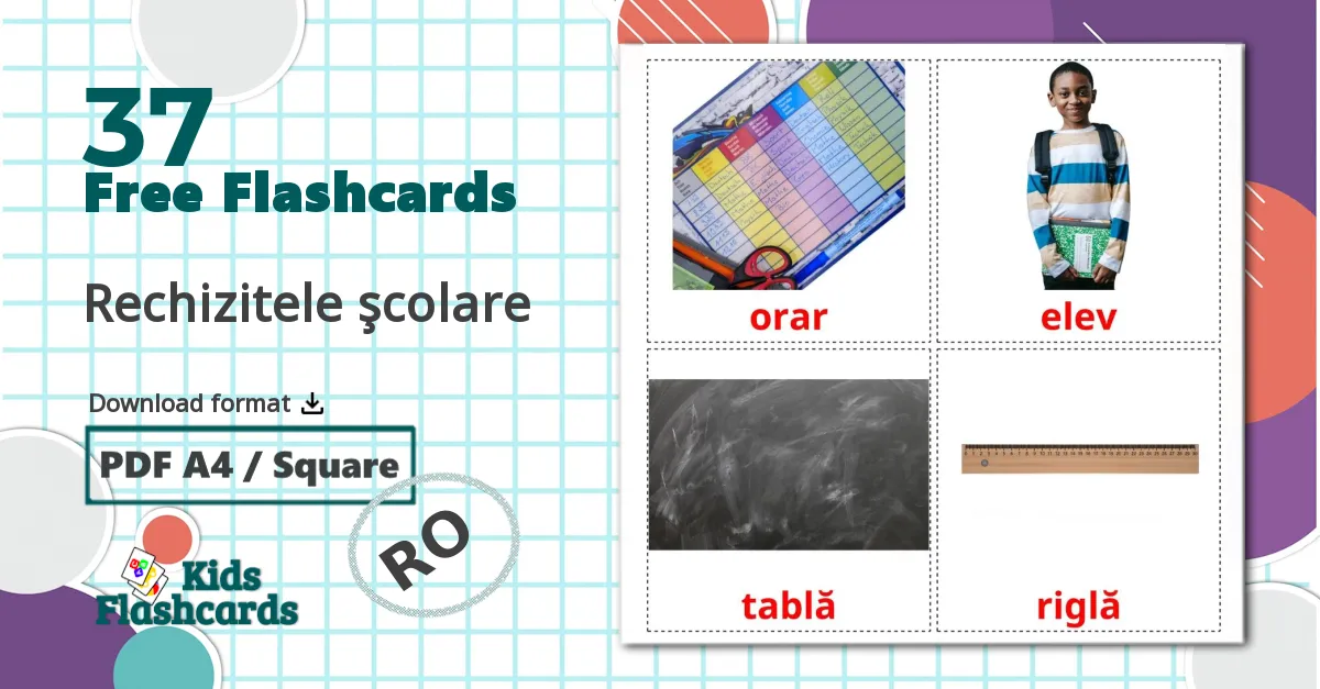 37 Rechizitele şcolare flashcards