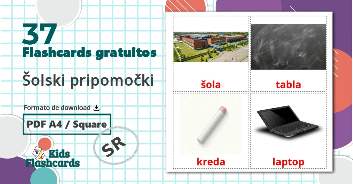 37 Flashcards de Šolski pripomočki