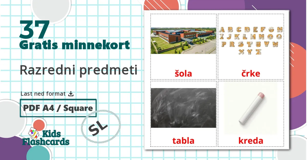 37 Razredni predmeti bildekort