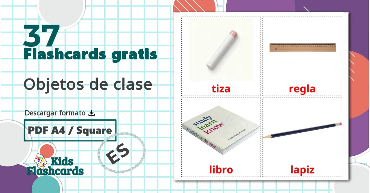 37 tarjetas didacticas de Objetos de clase