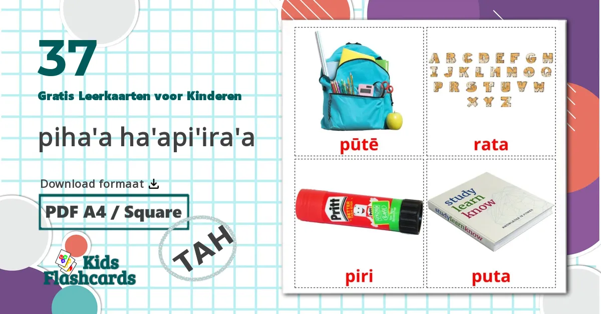 37 Klasobjecten Leerkaarten voor kinderen