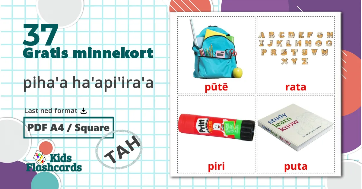 37 Klasseromsobjekter bildekort