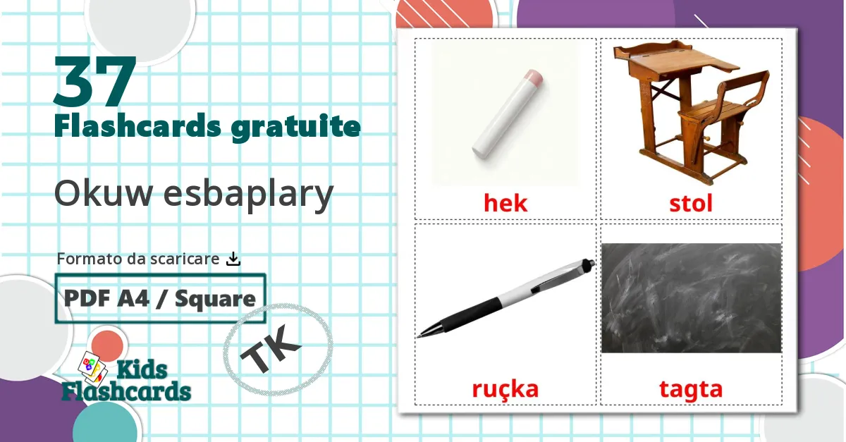 37 flashcards di Oggetti scolastici