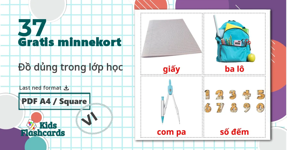37 Đồ dủng trong lớp học bildekort