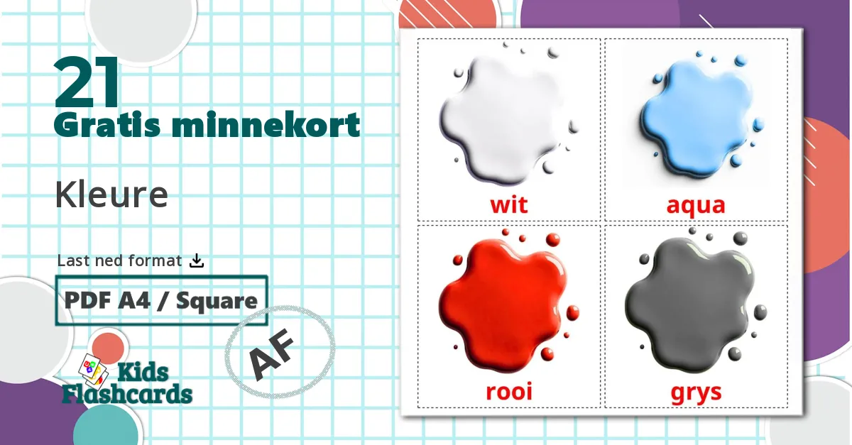 Grunnfarger - Ordforrådskort for afrikaans
