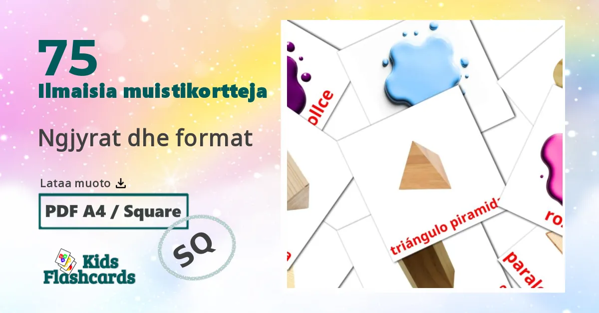 75 Ngjyrat dhe format lasten kuvakortit