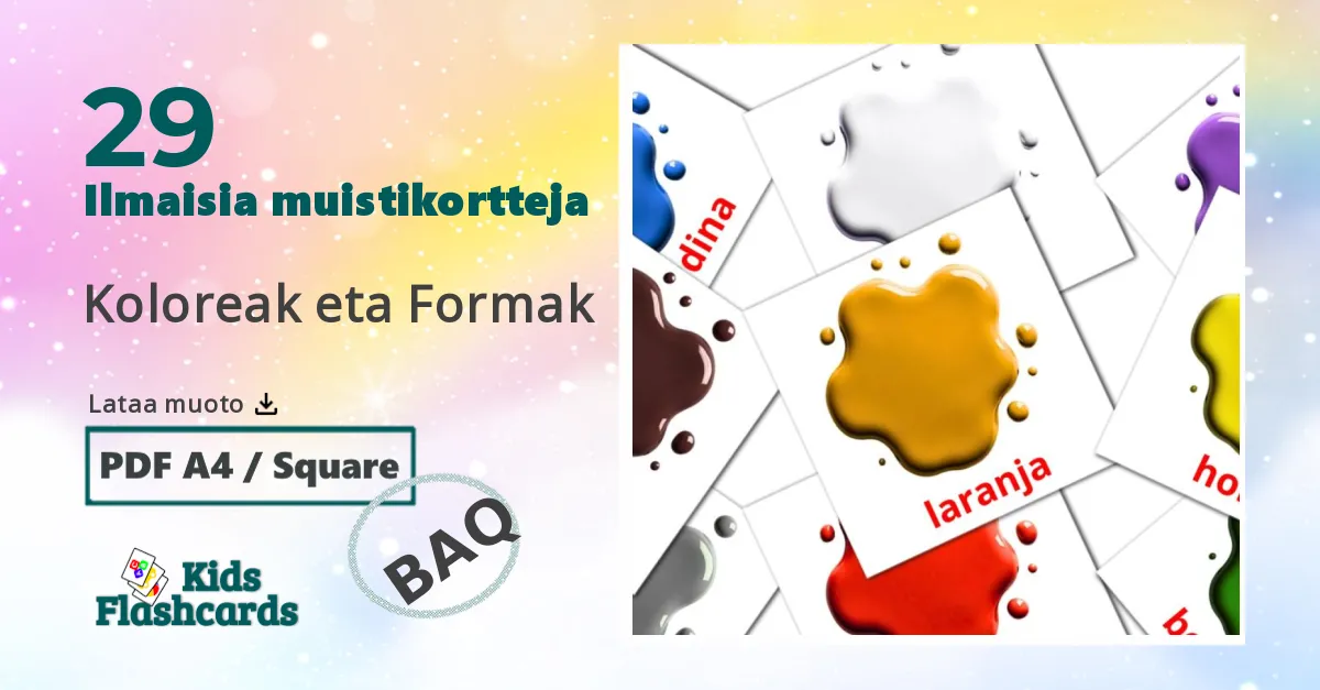 29 Koloreak eta Formak lasten kuvakortit