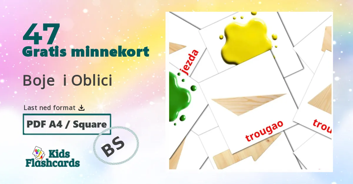Boje  i Oblici bildekort for barn på bosnisk