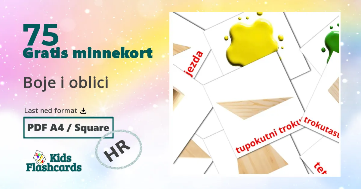 Boje i oblici bildekort for barn på kroatisk