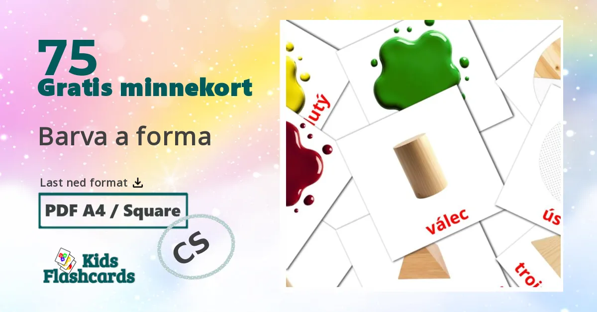 Barva a forma bildekort for barn på tsjekkisk