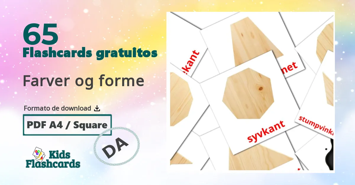 Farver og forme Vocabulário em dansk Flashcards