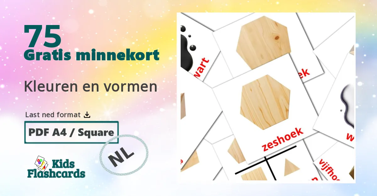 Kleuren en vormen bildekort for barn på nederlandsk