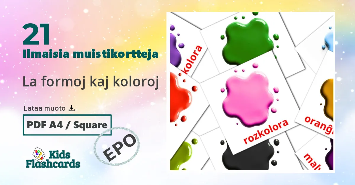 21 La formoj kaj koloroj lasten kuvakortit