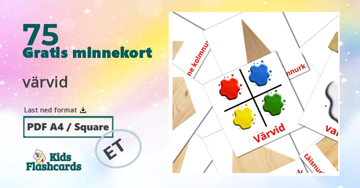 värvid bildekort for barn på estonisk