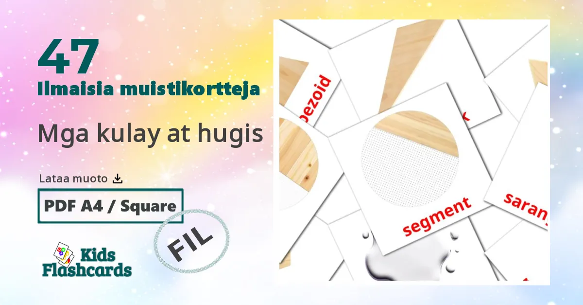 Mga kulay at hugis – lasten kuvakortit filippiiniläiseksi sanastoon