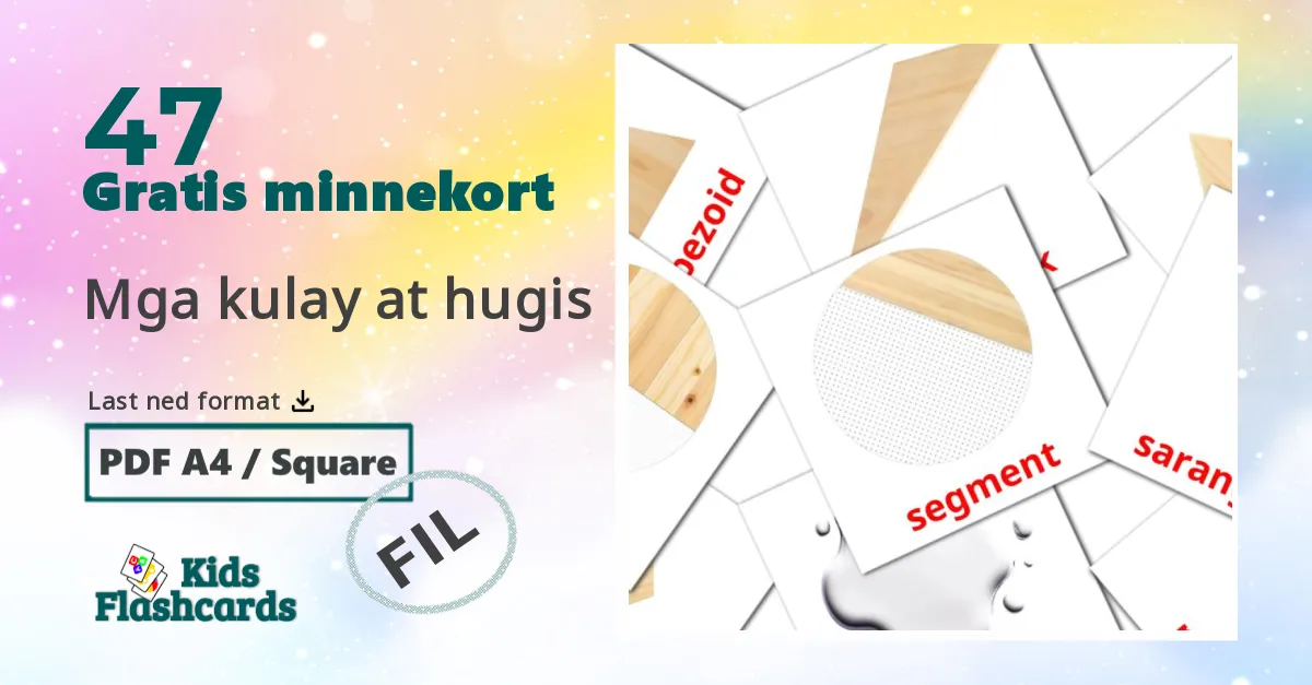 Mga kulay at hugis bildekort for barn på filipino