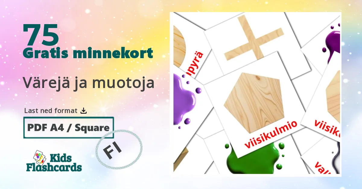 Värejä ja muotoja bildekort for barn på finsk