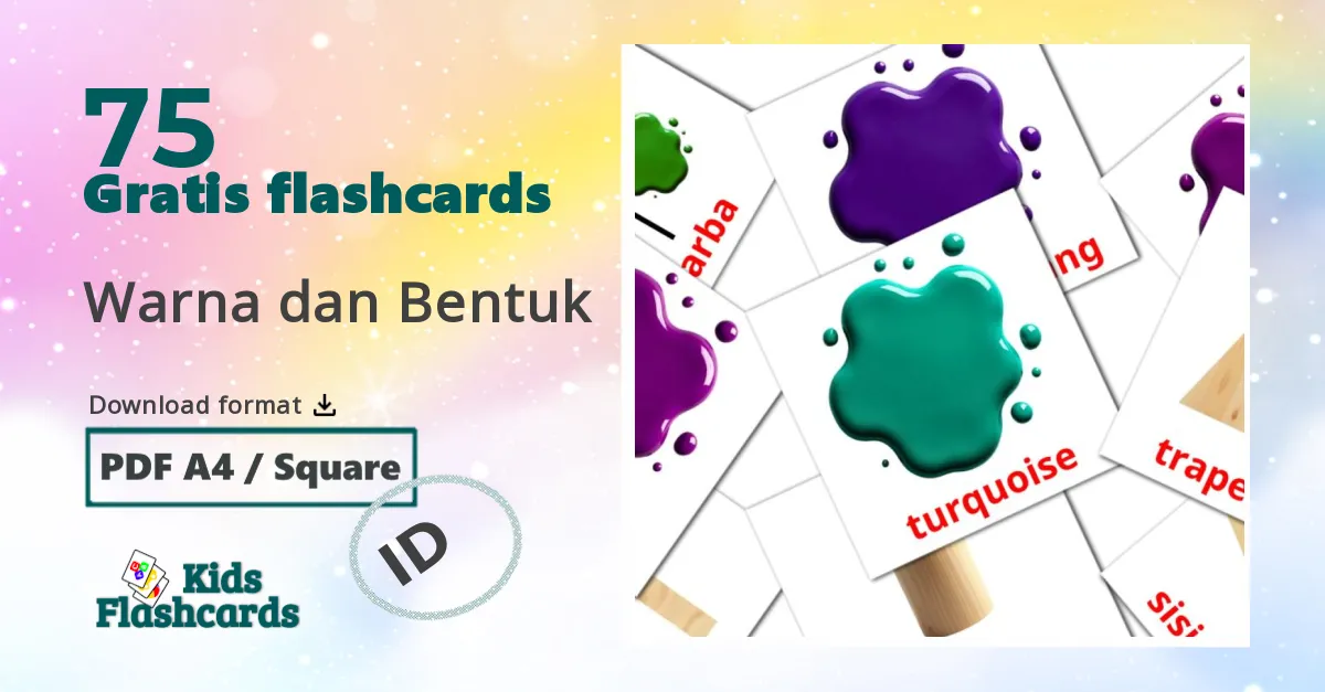 Warna dan Bentuk indonesisk ordforråd billedkort for børn