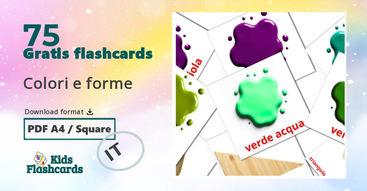 Colori e forme italiensk ordforråd billedkort for børn