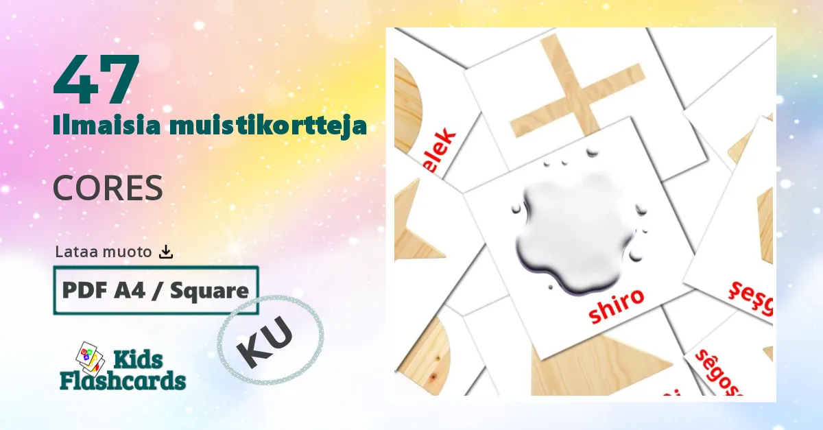 Värejä ja muotoja lasten kuvakortit