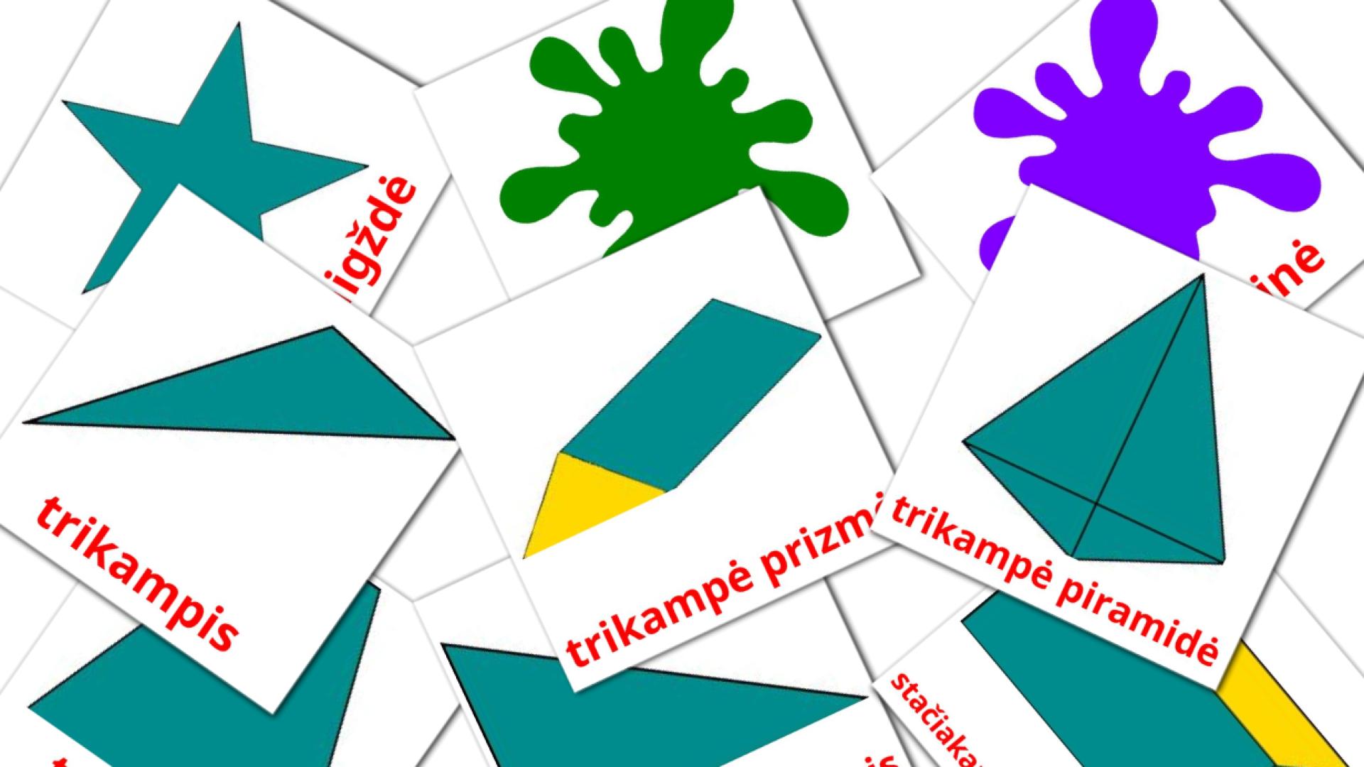 Litauisch Warna den Bentuke Vokabelkarteikarten