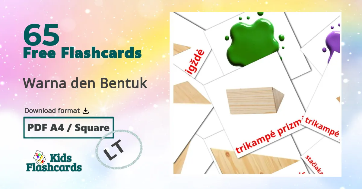 65 Warna den Bentuk flashcards