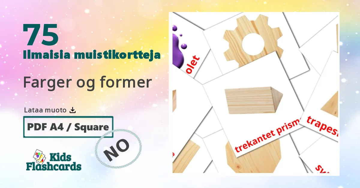Farger og former – lasten kuvakortit norjanksi sanastoon
