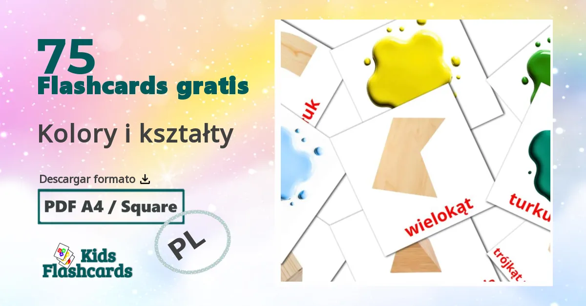 polaco tarjetas de vocabulario en Kolory i kształty