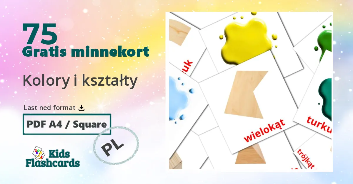 Kolory i kształty bildekort for barn på polsk