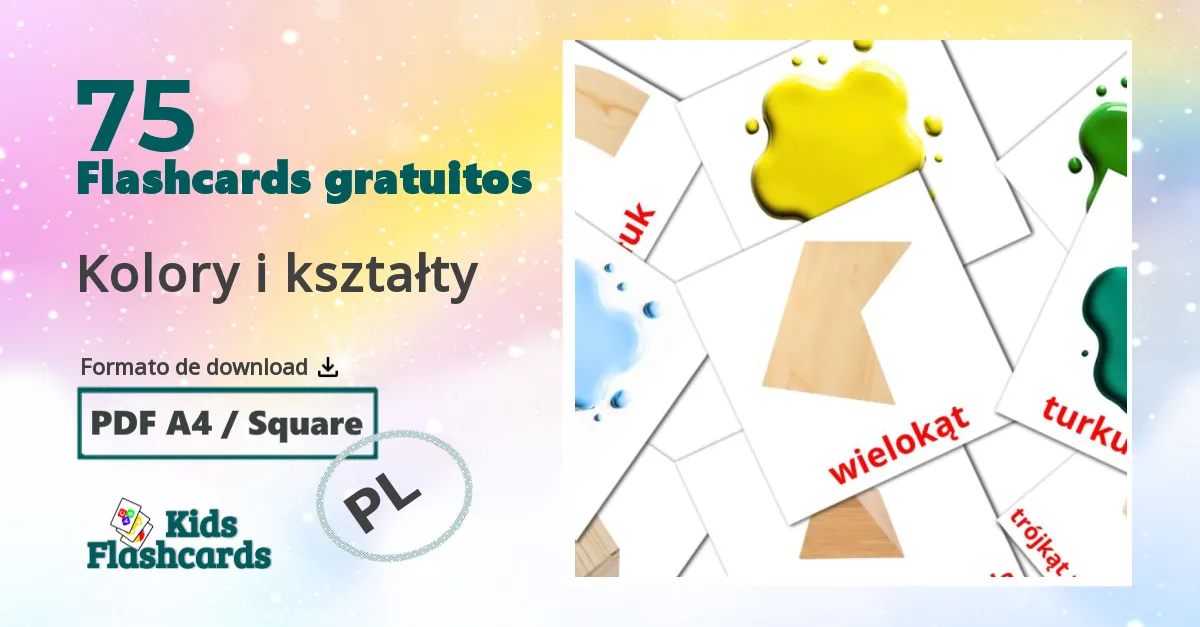 75 Flashcards de Kolory i kształty