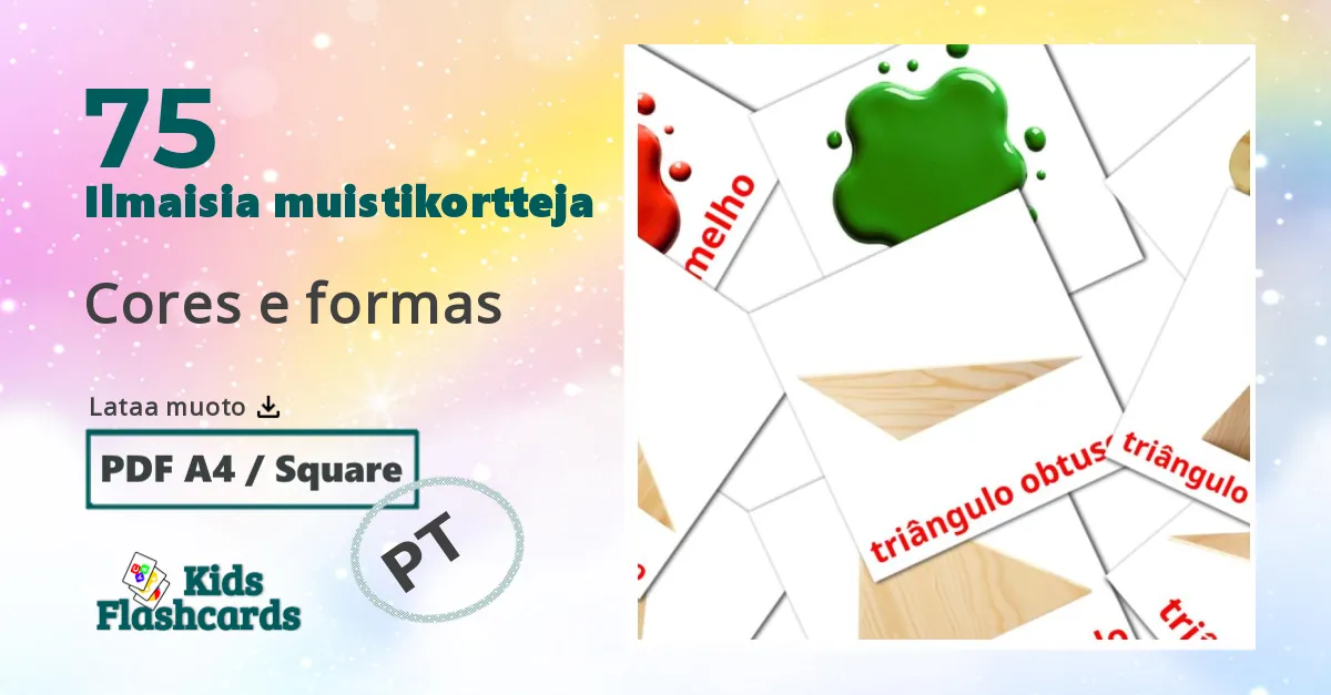 75 Cores e formas lasten kuvakortit