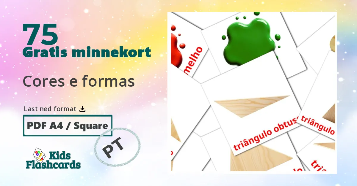 Cores e formas bildekort for barn på portuguese