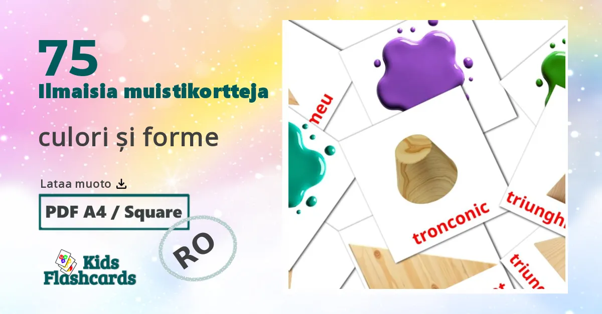 culori și forme – lasten kuvakortit romanianksi sanastoon