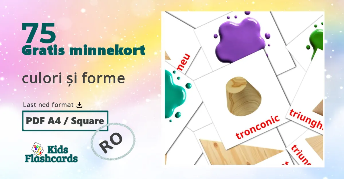 culori și forme bildekort for barn på rumensk