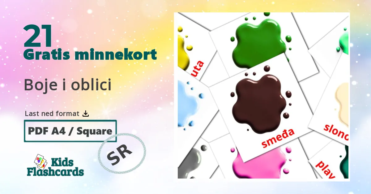 Boje i oblici bildekort for barn på serbisk
