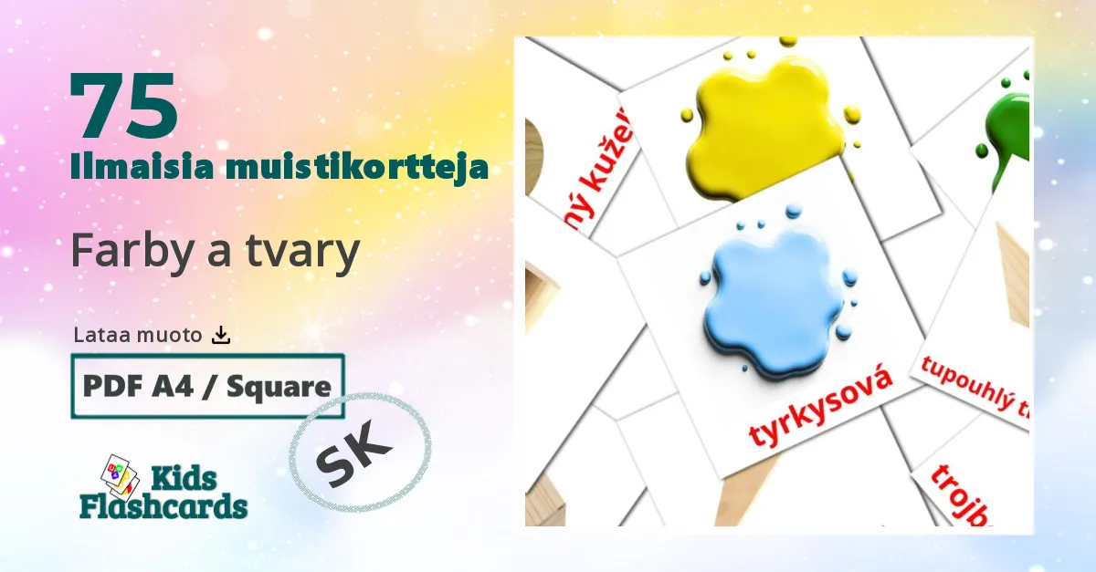 Farby a tvary – lasten kuvakortit slovakianksi sanastoon