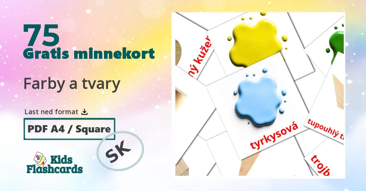Farby a tvary bildekort for barn på slovakisk
