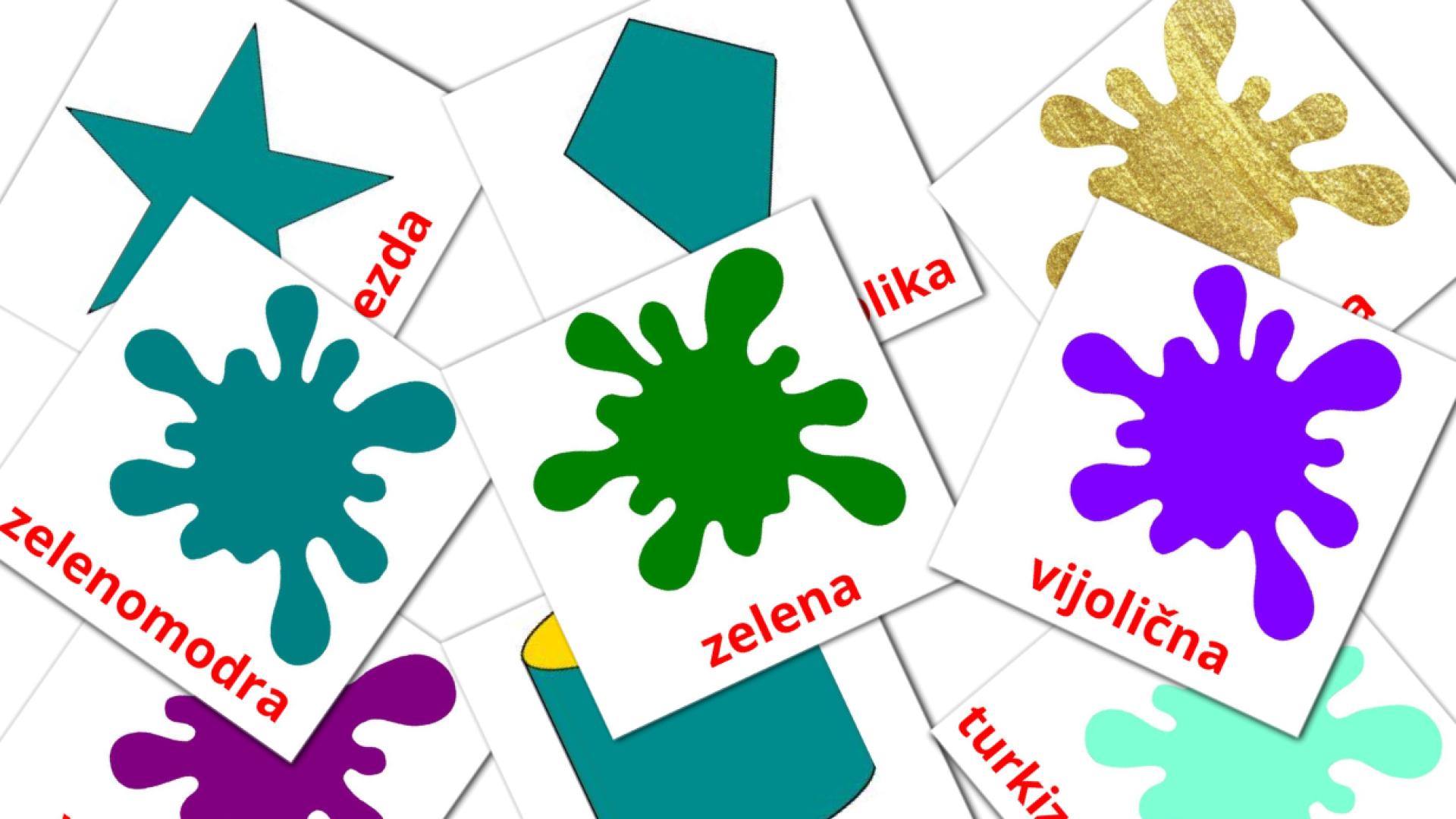 esloveno tarjetas de vocabulario en Barve in oblike