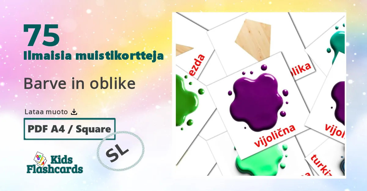 Barve in oblike – lasten kuvakortit slovenianksi sanastoon