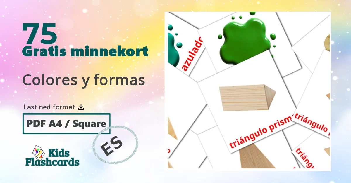 Colores y formas bildekort for barn på spansk