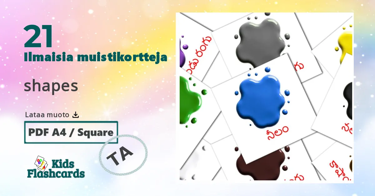 shapes – lasten kuvakortit tamilksi sanastoon