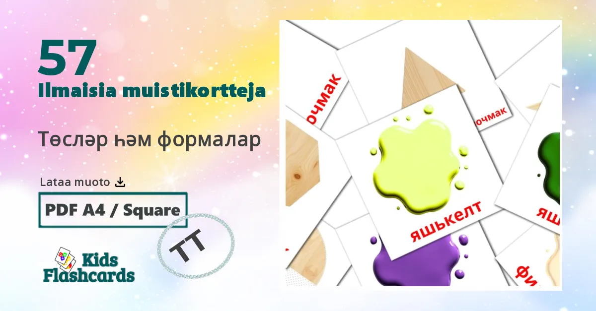 Värejä ja muotoja lasten kuvakortit