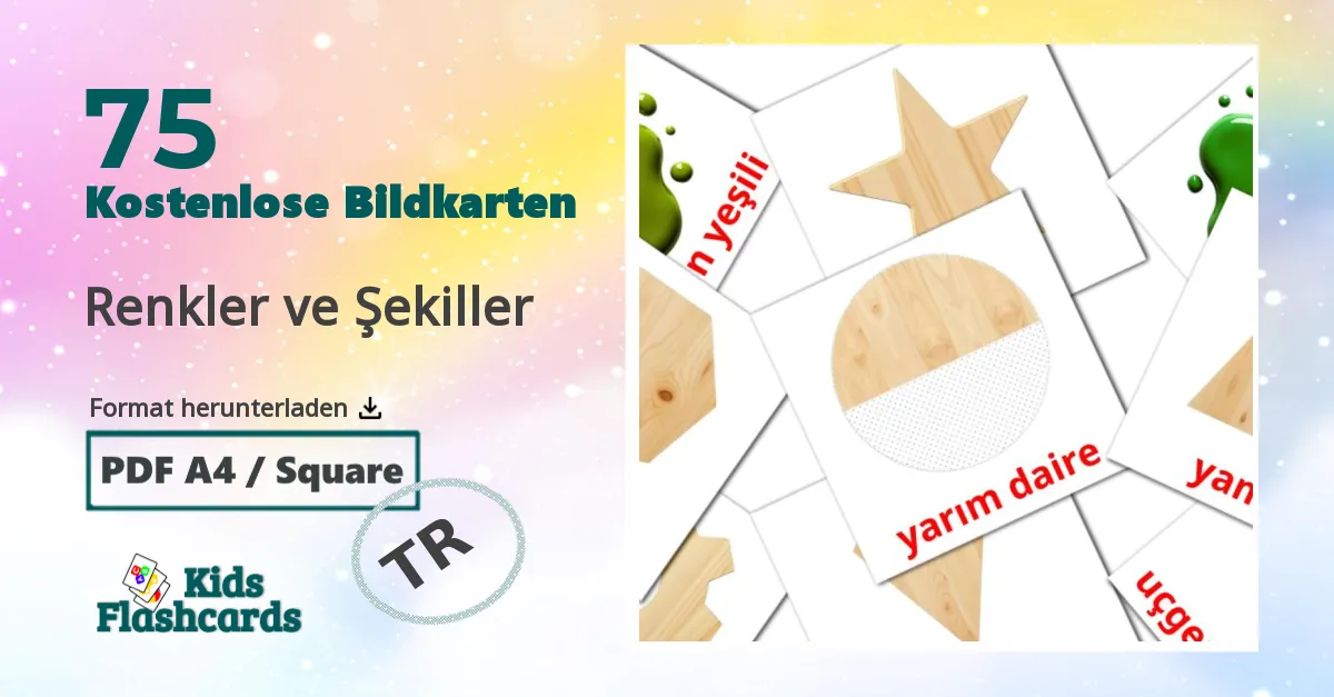 75 Bildkarten für Renkler ve Şekiller